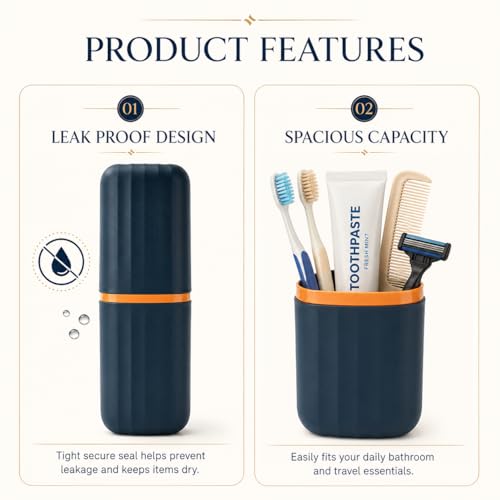 Image of 2 PCS Tooth Brush Holder Bathroom Toothbrush Cover Case Camping Accessories for Outdoor Tooth Brush Cover Box Brush Stand Toothbrush Holder for Travel Toothpaste Holder(1-Blue,1-Pink)
