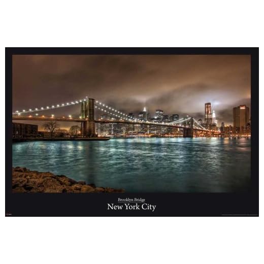 Empire 499486 affisch New York Brooklyn Bridge träskiva på MDF-skiva mått 90 x 60 cm