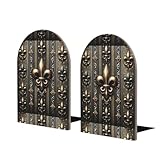 Large Size Decorative Office Bookends Luxury-Fleur-De-Lis-Bronze Shelf Decor Desk Book Holder Bookstands