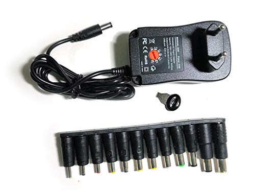 Easyday - Fuente de alimentación universal (30 W, 2000 mA, 3 V, 4,5 V, 5 V, 6 V, 7,5 V, 9 V, 12 V, con 12 adaptadores de corriente CC)