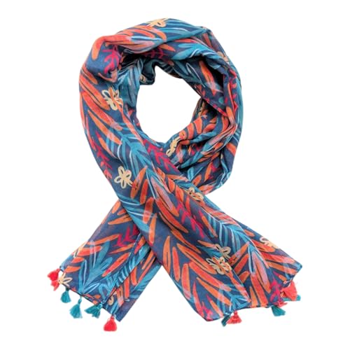 Women's Lightweight Scarf with Tassels - soft wrap, travel shawl and beach cover-up (79.8 in x 35.4 in)