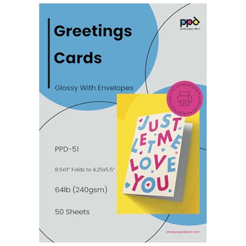 PPD Greeting Card Paper, Printable Greeting Cards With Envelopes for...