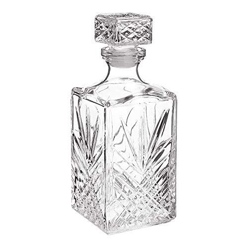 Bormioli Rocco Selecta Collection Whiskey Decanter – Sophisticated 33.75oz Diamond Decanter With Starburst Detailing – For Whiskey, Bourbon, Scotch & Liquor by Bormioli Rocco - Used condition - US$10.49
