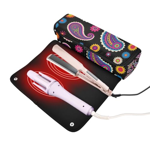 Bolsa de viaje para herramientas de cabello con estera resistente al calor y organizador desmontable para planchas, rizadores y accesorios miniatura 2