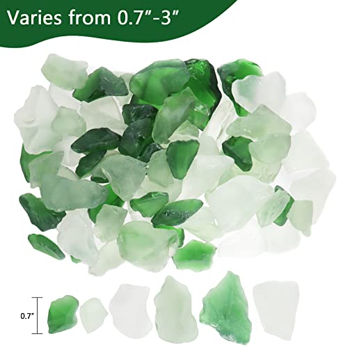 Ausluru 5Lb Frosted Sea Glass Vase Fillers Crushed Glass, Sea Glass Decor Ideal For Diy Craft, Aquarium Gravels, Home Decor Crushed Sea Glass Pieces For Beach Wedding, 0.7-3Inch Green Mixed #TOP2