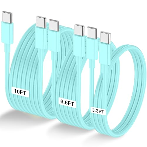 Image of 3-Pack Green [3.3FT+6.6FT+10FT] 60W USB C to USB C Cable, Type C Fast Charging Cable for iPhone Air 17 16e 16 15 Pro Plus Pro Max，for Galaxy S25, for iPad Pro /Air /mini, for MacBook Pro /Air and More