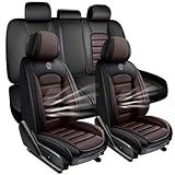 5-Seats Car Seat Covers for Toyota Land Cruiser 2005-2024 Leather Auto Vehicle Seat Covers Excellent Quality Car Seat Cover,Waterproof Anti-Slip Seat Cover Airbag Compatible(Black&Coffee-Standard)