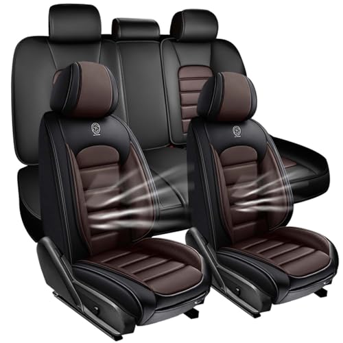 5-Seats Car Seat Covers for Toyota Land Cruiser 2005-2024 Leather Auto Vehicle Seat Covers Excellent Quality Car Seat Cover,Waterproof Anti-Slip Seat Cover Airbag Compatible(Black&Coffee-Standard)
