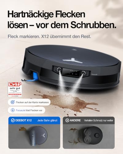 ECOVACS X12 OMNICYCLONE Saugroboter mit Wischfunktion, 22.000 Pa Saugkraft – Ansicht 2