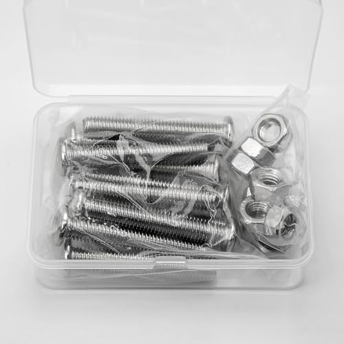 (10 pcs) M8 x 50mm Flat Round Hexagon Socket Head Screws Bolts and Nuts Set 304 Stainless Steel 18-8, Silver, M8x50mm (10 Pieces) - Image 3