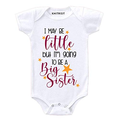 Baby Boy's Bodysuit Months White Color Half Sleeve Infant Toddler Little to be big Sister