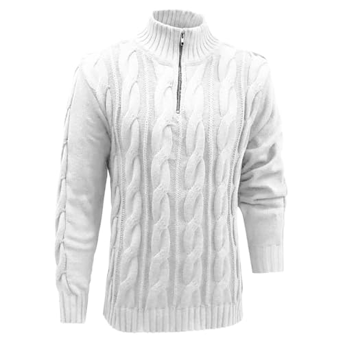 Men Quarter Zip Sweater Mock Neck Casual Chunky Cable Knit Pullover Fall Winter Long Sleeve Lightweight Warm Sweaters2