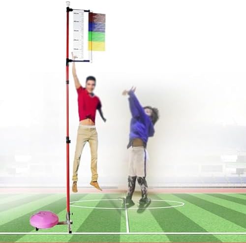 Free-Standing Jump Measurement Tester，Vertical Jump Tester Height Adjustable Vertical Challenger Jump Tester Measuring Tool High Jump Training Device with Colorful Flag
