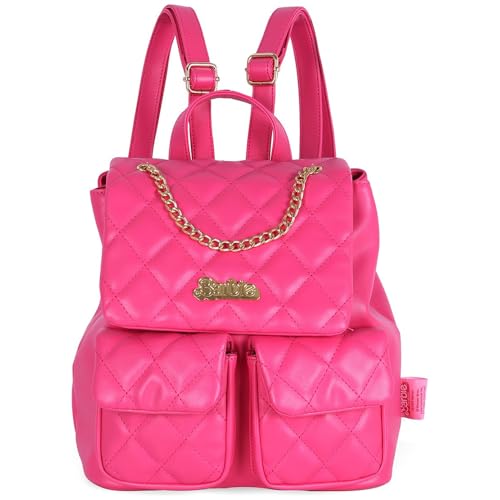 Luxcel Bolsa Mochila de Costas e Mão Feminina Juvenil Casual Barbie Pink Poliuretano 25x23x13cm 8L