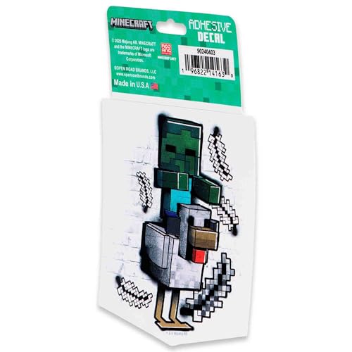 Image of Minecraft Sketched Chicken Jockey Adhesive Vinyl Decal - Fun Minecraft Sticker for Water Bottle or Laptop