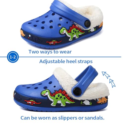Image of Toddler Lined Clog Slippers Winter Garden Sandals Kids House Shoes Warm Slip On Sneakers Cartoon Slides for Boys and Girls Children Indoor Outdoor