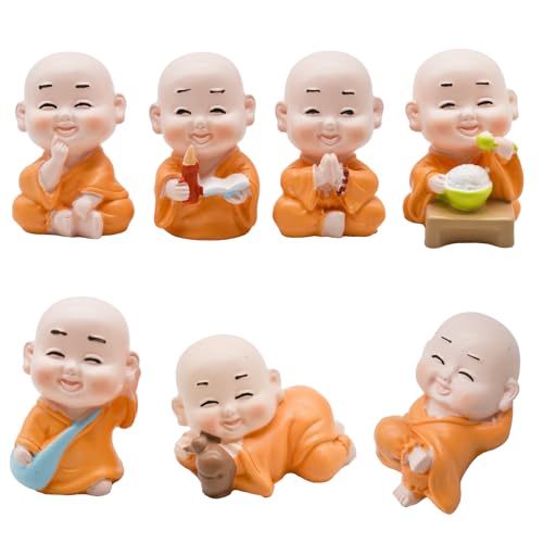 7 Figuras Miniatura Buda 1 pulgada Figuras de Monje para Decoración