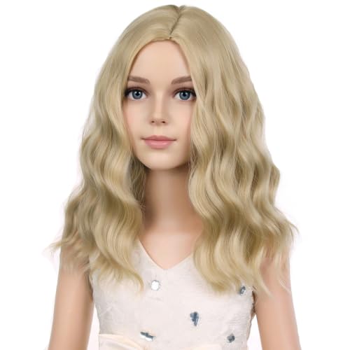 Image of PATTNIUM Blonde Wig Kids Child Short Wavy Wig Ash Blonde Wigs Mixed Blonde Wigs for Gilrs Cosplay Party Heat Resistant Blonde Synthetic Hair(Ash Blonde)