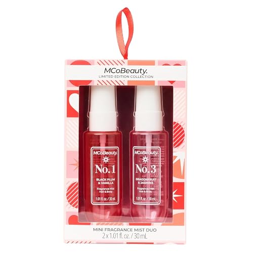 MCoBeauty - Mini Fragrance Mist Duo, No. 6 & No. 7, Limited Edition Travel-Size Body & Hair Perfume Sprays with Tropical Coconut & Guava Scents - Holiday Collection, Cruelty Free Fragrance Gift Set