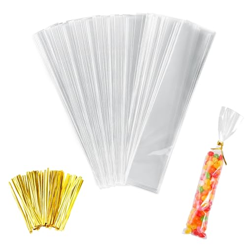Coolon Cellophantüten Klar 200pcs,25 x 5 cm Zellophantüten...