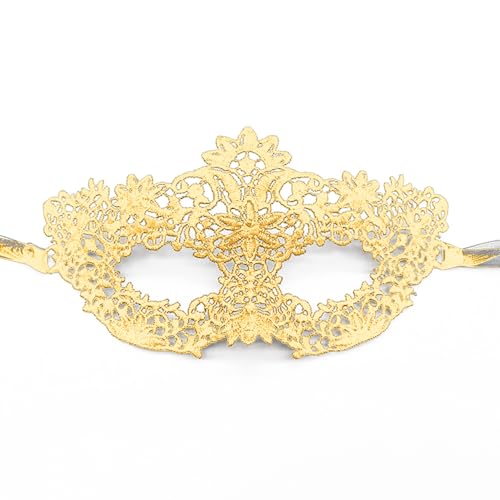 Masquerade Masks for Women - Mardi Gras & Venetian Dress Masks Lace Petal Gold