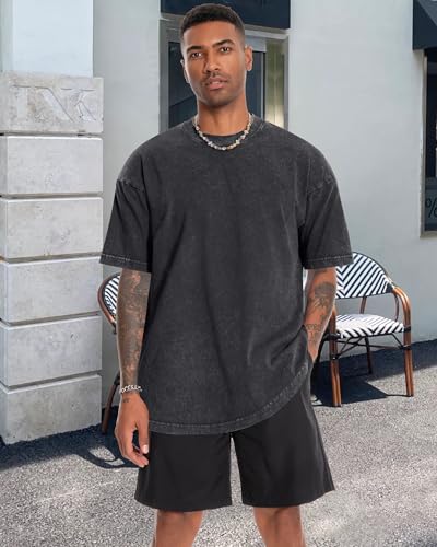 Oversized Tshirts for Men Short Sleeve Vintage Washed Basic Loose Tees2