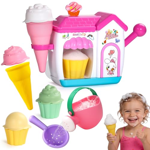 Bath Toys for Kids Ages 4-8 3-5 Toddler Bath Toys Bathtub Ice Cream Foam Maker Bubble Pretend Cake Play Set Birthday Gifts for 2-4 5 6 Year Old Girls...