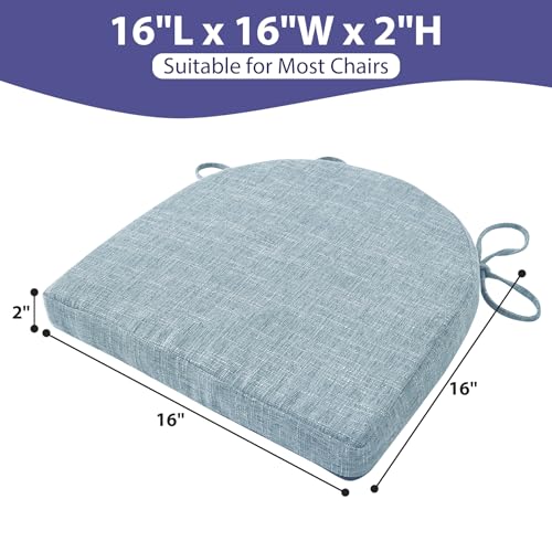 Image of IPYNBAP Chair Cushions for Dining Chairs, Kitchen Chair Cushions, 16'' x 16'' x 2'', Non Slip Indoor Seat Cushions, Chair Pads for Dining Chairs with Ties & Removable Cover, Set of 4, Light Blue