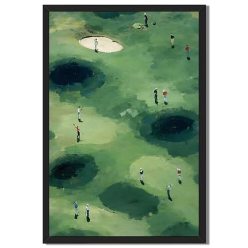 Minimalist Golf Wall Art Canvas Print Black Framed Tiny Vintage Golfers Poster Modern Golf Illustration Painting Artwork Green Sports Picture Decor For Cabin Living Room Bedroom Office Home 12X16Inch