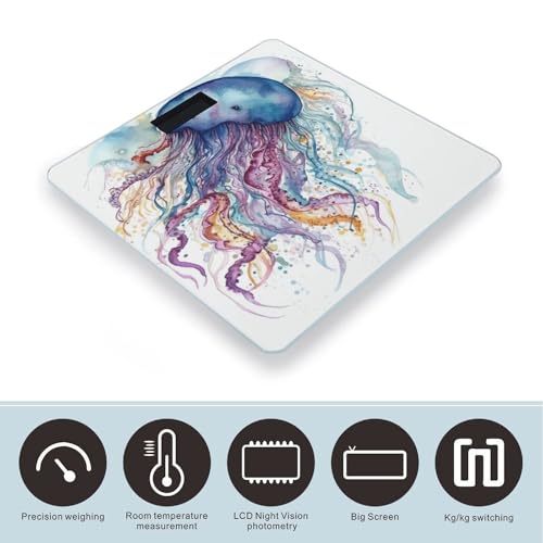 Báscula Digital de Baño Precision Medición Color Medusa Acuarela miniatura 3