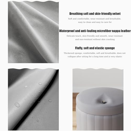 Pouf contenitore rotondo con coperchio rimovibile, pouf in pelle per camera da letto, soggiorno, hotel, sgabello per il cambio delle scarpe e soluzione di stoccaggio