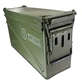 PA120 40mm Ammo Can Holder Box (Matte Olive Drab) - Waterproof Metal Storage Box w/Front Metal Latch, Swing-Out Handle – Ideal Ammo Can Surplus, Tools & Emergency Supplies