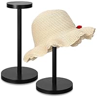 Chunful 2 Pieces Hat Display Stand Rustic Wood Hat Rack Holder Stand Vintage Wig Holder Jewelry Display Riser Helmet Organizer Storage for Home(Black)