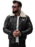 OZONEE Herren Lederjacke Kunstlederjacke Kunstleder Farbvarianten Jacke Bikerjacke Herrenjacke Übergangsjacke Leder Echtlederjacke Echtleder Wildleder Biker 777/3339K SCHWARZ L