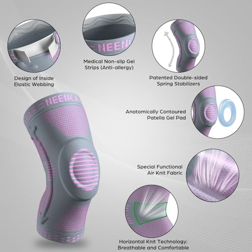 Image of NEENCA Professional Knee Brace for Women, Compression Knee Sleeve with Patella Gel Pad & Side Stabilizers, Knee Support Bandage for Pain Relief, Running, Workout, Arthritis, ACL, Joint Injury Recovery