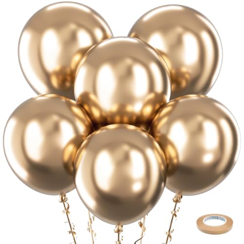 Image of Bezente Metallic Champagne Gold Latex Party Balloons 30 Pack 18 inch