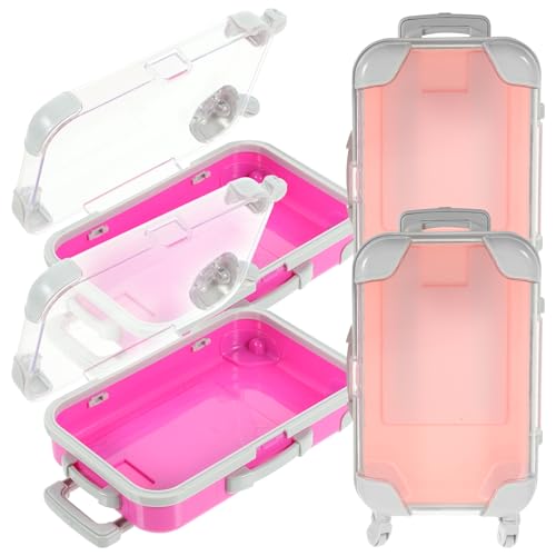 EXCEART 4pcs Mini Suitcase Makeup Storage Box for Women Travel Cosmetic Case with Stylish Design for Organizing False Eyelashes and Beauty Tools Portable Makeup Carrying Case