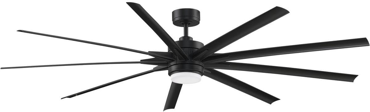 Fanimation Odyn 84 inch Indoor/Outdoor Ceiling Fan with LED CCT Select Light Kit - Black with Black Blades