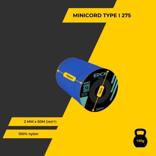 EdcX 2 mm Nylon Paracord 275 (15, 30, 50 and 100 m)- 100% Nylon rope, 3-Strand cord, Nylon cord 2 mm in Many Colours (Blue, 50 m) - Image 2