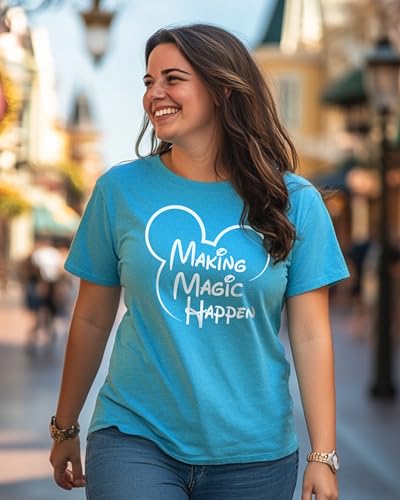Image of Unisex Making Magic Happen T-Shirt | Graphic Vacation Tee | Perfect for Casual Everyday Printed Wear Tshirt (3XL, Heather Aqua)