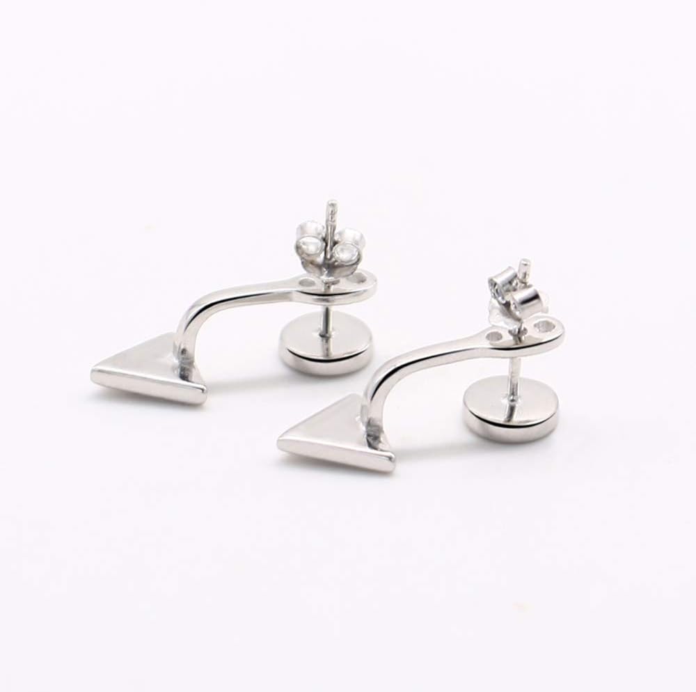 Women's 925 Sterling Silver Earrings - Minimalist Geometric Design Triangle Stud Earrings - Solid Silver Women's Fine Jewelry - Not Allergic - Image 6