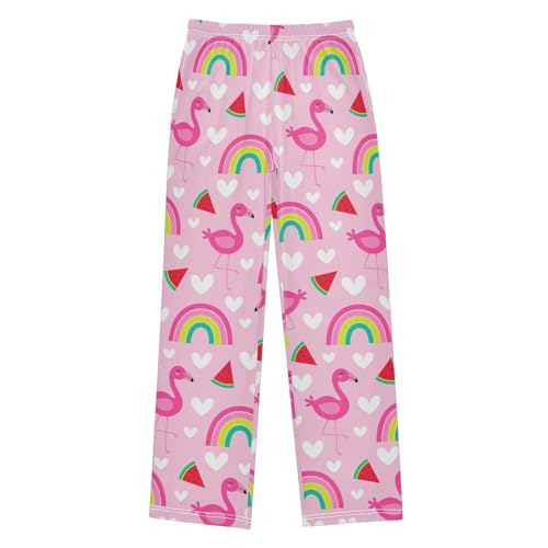Flamingo Rainbow Watermelon Boys Long Pants Soft Trousers Elastic Waist Kids Lounge Bottoms with Pockets S-XL
