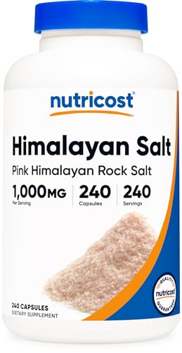 Vitamínicos, Nutricost Sal del Himalaya (sal de roca imalaya) 1000 mg, 390 mg de sodio, 240 cápsulas, sal de roca del Himalaya rosa, sin OMG, sin gluten