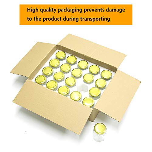Image of 10 oz Hexagon Jars,Clear Glass Jars with Lids(Golden),Mason Jars for Honey,Foods,Jams,Liquid,Herb Jars Spice Jars Canning Jars for Storage 20 Pack