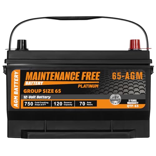 Autocessking Group Size 65 Start and Stop AGM Automotive Battery, 12V 70Ah, 750 CCA, 120 RC Rechargeable Car Battery