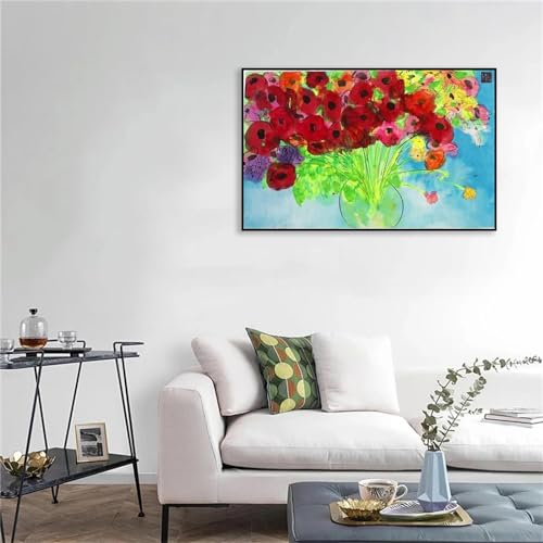 Coquelicots Walasse Ting tableau peinture sur toile compact contre les murs vides - 3