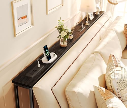 image for SUPERJARE 78.8 Inch Narrow Console Table with Outlet, Sofa Tables, Beh