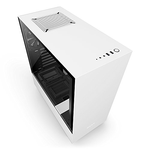 Nzxt H500 White And Black Mid Tower Pc Case With 2 Aer F Fans, Tempered Glass Side Panel, 2 Usb 3.0 Ports, Supports Atx, Microatx And Mini-Itx Motherboards #TOP1