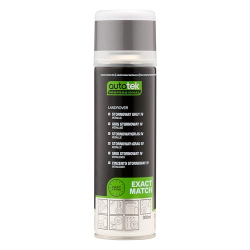 Autotek Professional Exact Match Car Spray Paint, Landrover Stornoway Grey IV Aerosol Spray, 300 ml