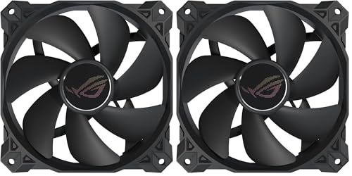ASUS ROG Strix XF120 Whisper-Quiet, 4-pin PWM Fan for PC Cases, Radiators or CPU Cooling (120mm, up to 400,000 Hours lifespan, Magnetic-Levitation, 1800RPM, 5 Years Warranty) (Pack of 2)